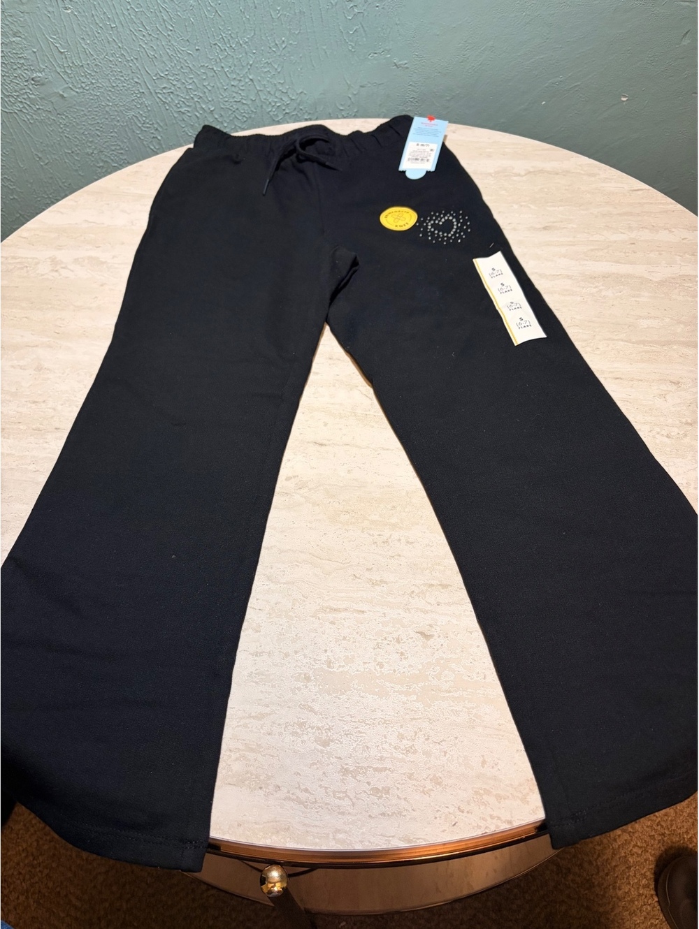 Cat & Jack Girls' Black Flare Pants with Reinforced Knee, Size Small (6-7)